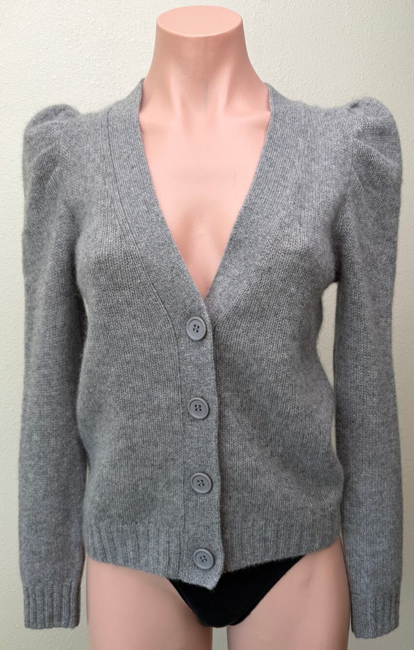 NWT C by Bloomingdales Gray Cashmere Cardigan Women XS